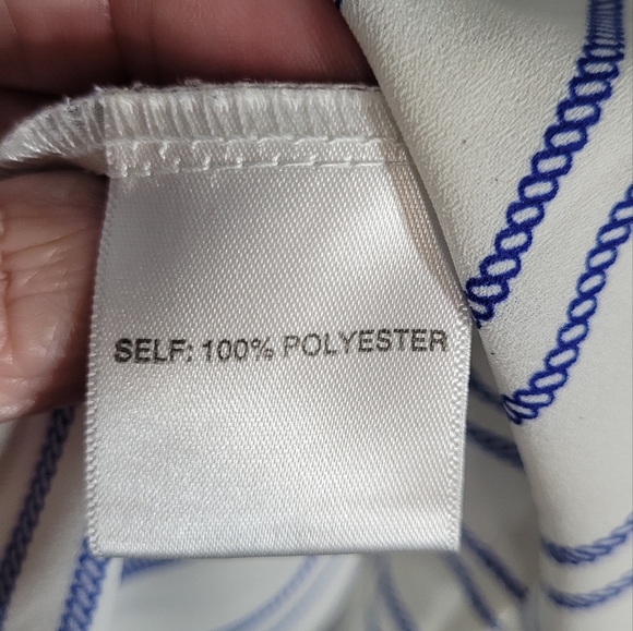 Rose + Olive white blue vertical striped bow cuff Medium - Picture 6 of 6